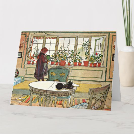 Carl Larsson - Bloemen op de vensterbank kaart (Voorkant)