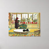 Carl Larsson - Bloemen op een ramen Canvas Afdruk (Voorkant)