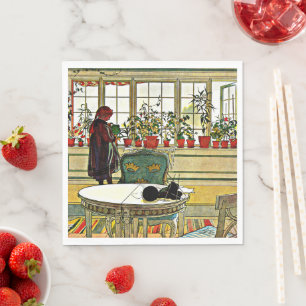Carl Larsson - Bloemen op een vensterbank Servet