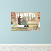 Carl Larsson Bloemen op het raam Canvas Afdruk (Insitu (Houten vloer))