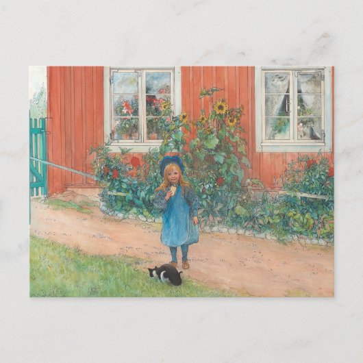 Carl Larsson - Brita met een kat Briefkaart (Voorkant)