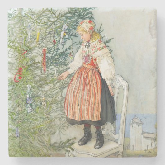 Carl Larsson Christmas Tree Stenen Onderzetter (Voorkant)