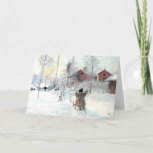 Carl Larsson Custom Christmas Kaart Snowy Scene