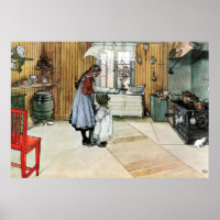Carl Larsson dans la cuisine Poster des Beaux Arts