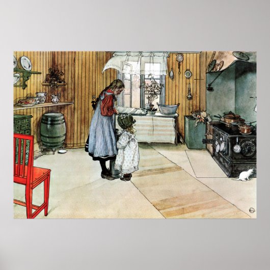Carl Larsson dans la cuisine Poster des Beaux Arts (Devant)