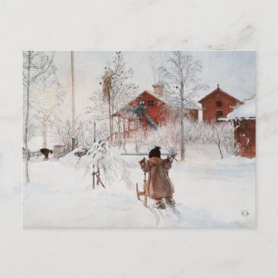 Carl Larsson - De tuin en het washuis Briefkaart