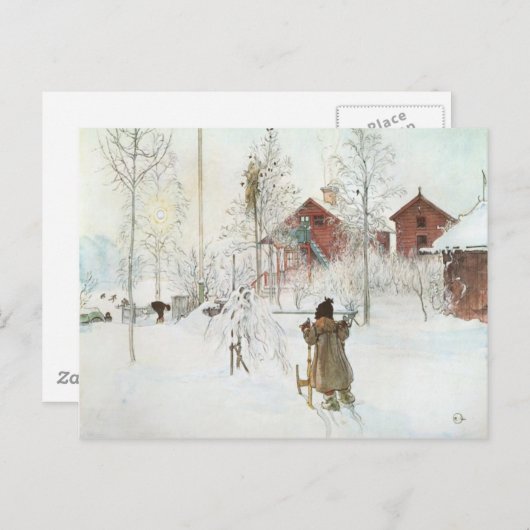 Carl Larsson Front Yard en het washuis Briefkaart (Voorkant / Achterkant)