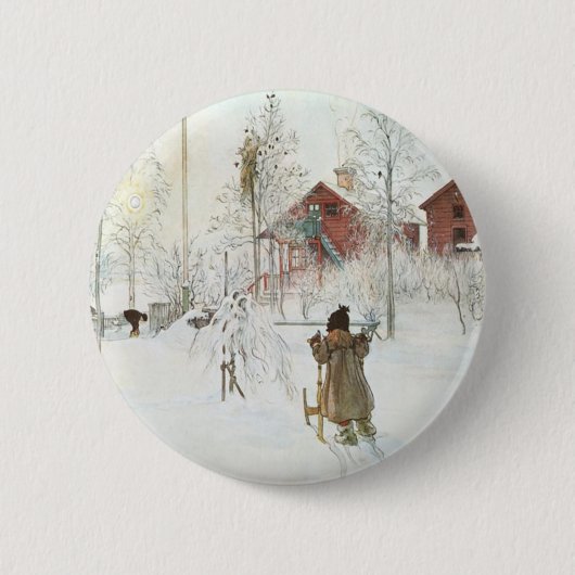 Carl Larsson Front Yard en het washuis Ronde Button 5,7 Cm (Voorkant)