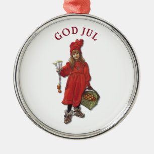 Carl Larsson God Jul met Brita - Vrolijk kerstfees Metalen Ornament
