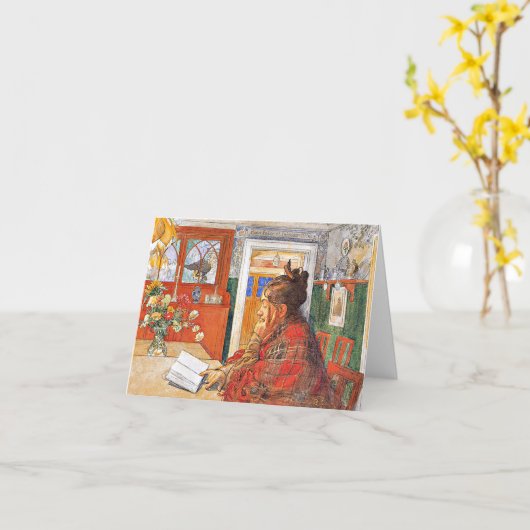 Carl Larsson - Karin Reading Kaart (Gele Bloem)