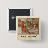 Carl Larsson kerstavond Vierkante Button 5,1 Cm (Voorkant /achterkant)