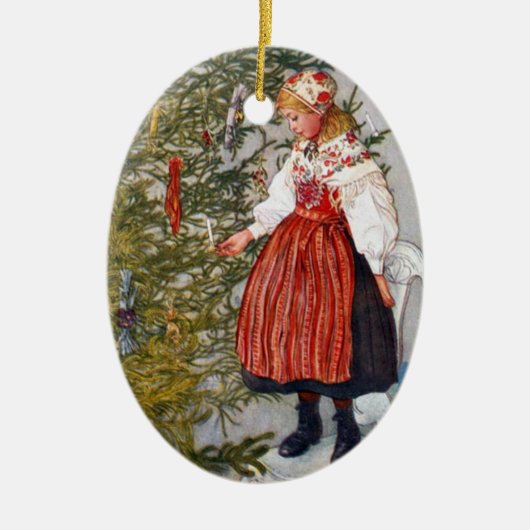 Carl Larsson kerstboom Aangepaste sierooval Keramisch Ornament (Voorkant)