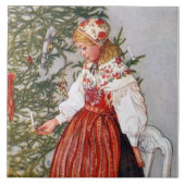 Carl Larsson kerstboom Fine Art Tile Trivet Tegeltje (Voorkant)