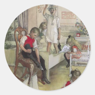 Carl Larsson Kerstmorgen 1894 Ronde Sticker