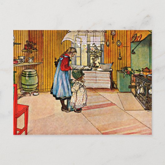 Carl Larsson kunst: De Keuken Briefkaart (Voorkant)
