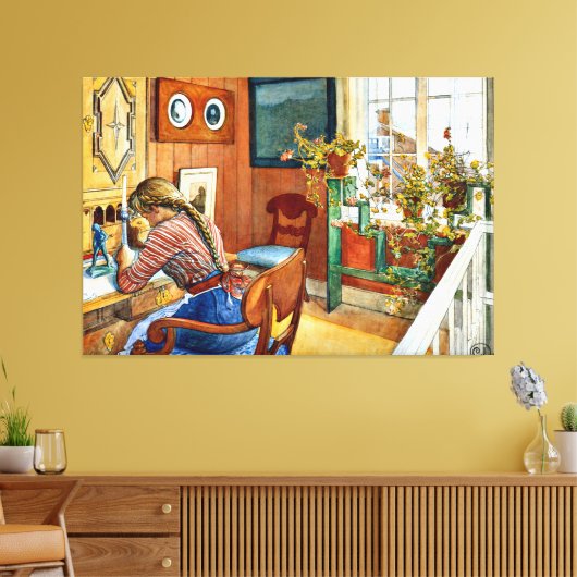 Carl Larsson kunstwerk, Correspondentie, Canvas Afdruk (Insitu (Woonkamer))