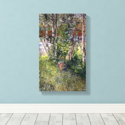 Carl Larsson  Nap in de groenen Canvas Afdruk (Insitu (Houten vloer))