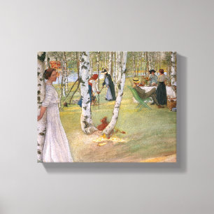 Carl Larsson - Ontbijt in het midden Canvas Afdruk