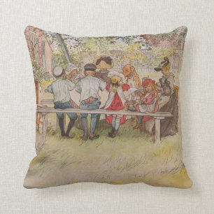 Carl Larsson Ontbijt onder de grote berk Kussen