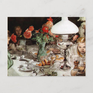 Carl Larsson - Rond de lamp Briefkaart