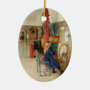  Carl Larsson Spinning Wheel Fine Art Keramisch Ornament