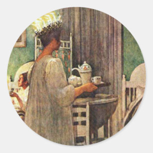 Carl Larsson St. Lucia Day Kerstmis in Zweden Ronde Sticker