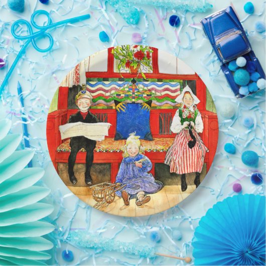 Carl Larsson - Vader, Moeder, Kind, kunstdruk Papieren Bordje (Feest)