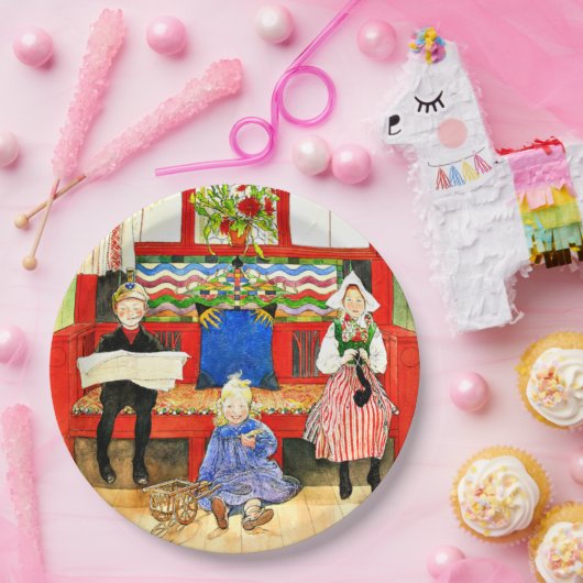 Carl Larsson - Vader, Moeder, Kind, kunstdruk Papieren Bordje (Feest)