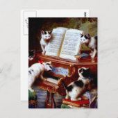 Carl Reichert Kittens die Piano afspelen Briefkaart (Voorkant / Achterkant)