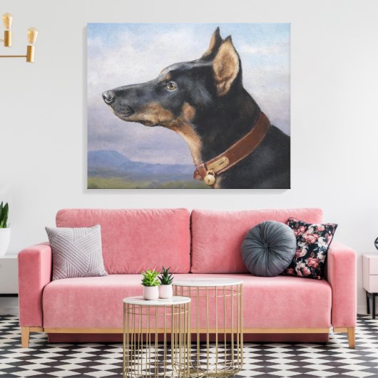 Carl Reichert Portret van een doberman Canvas Afdruk (Insitu (Woonkamer))