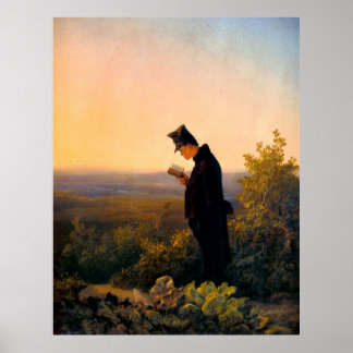 Carl Spitzweg, Das Abendbrevier, Deutsche Malerei Poster