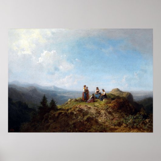 Carl Spitzweg Girls op een plek Poster (Voorkant)