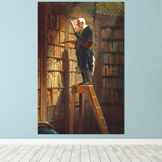 Carl Spitzweg - The Bookworm Canvas Afdruk (Insitu (Houten vloer))