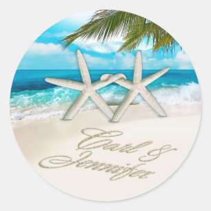 Carl Starfish Paar VRAAG 4 UW NAMEN IN ZAND Ronde Sticker