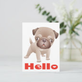 Carlin Chien Chien Chien Salutation Carte postale (Debout devant)