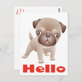 Carlin Chien Chien Chien Salutation Carte postale (Devant / Derrière)