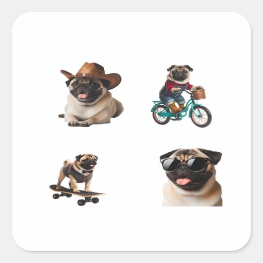 Carlin Chien Funny 4 Pack Stickers (Devant)
