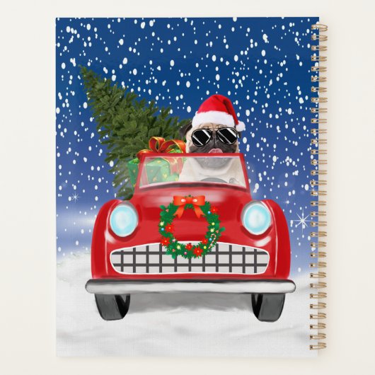 Carlin Chien Voiture De Conduite En Neige Noël (Dos)