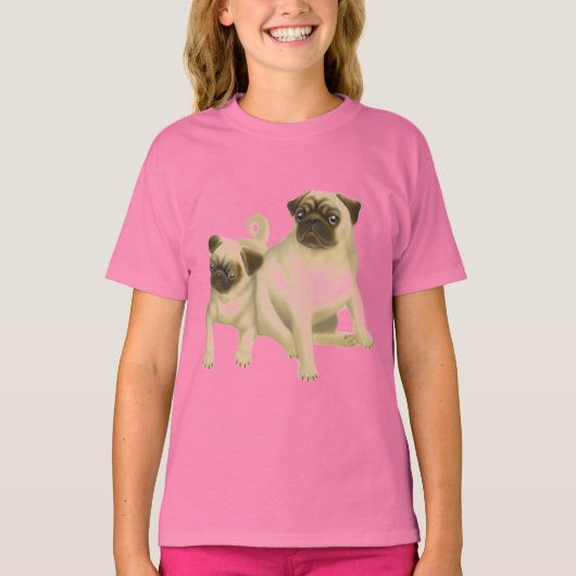 Carlin Chiens Filles Poupée bébé T-shirt (Devant)
