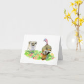 Carlin contre Turquie drôle Carte Thanksgiving (Fleur jaune)