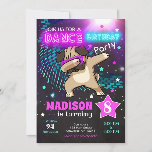 Carlin Dabbing Anniversaire Invitation / Dance Par (Devant)