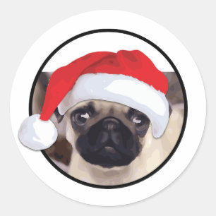 Carlin de Noël - autocollant rond classique,