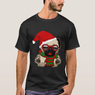 Carlin de Noël Chiot à Santa Hat T-shirt classique