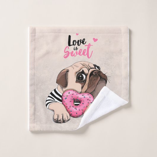 Carlin Dog Love Is Sweet Gift, Carlin Lover Idée c (Gant de toilette)