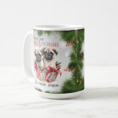 Carlin drôle Noël Chien café Mug (Devant gauche)