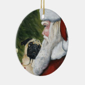 Carlin et ornement d'art de chien de Père Noël (Droite)