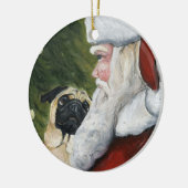 Carlin et ornement d'art de chien de Père Noël (Gauche)