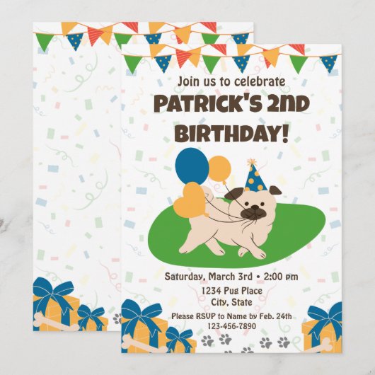 Carlin Invitation d'anniversaire (Devant / Derrière)