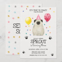 Carlin Lets Pawty Chien Anniversaire Invitation ro