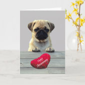 Carlin mignon Souhaitant Bonne Carte de voeux Anni (Fleur jaune)